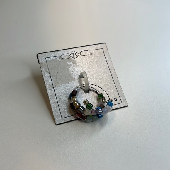 CBC Silver Wrap Around Ring w/ Multi-Color Beads, Size 5, NWT! - Picture 1 of 3